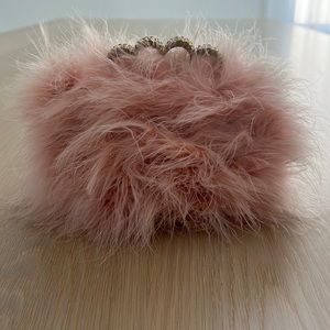 BCBG Pink Feather Evening Clutch